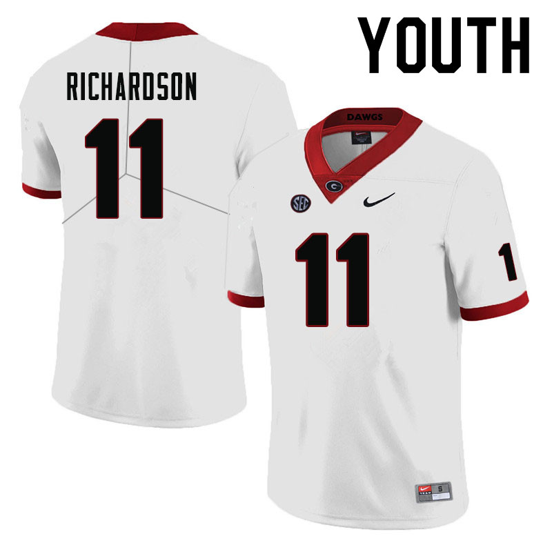 Youth #11 Keyon Richardson Georgia Bulldogs College Football Jerseys-White